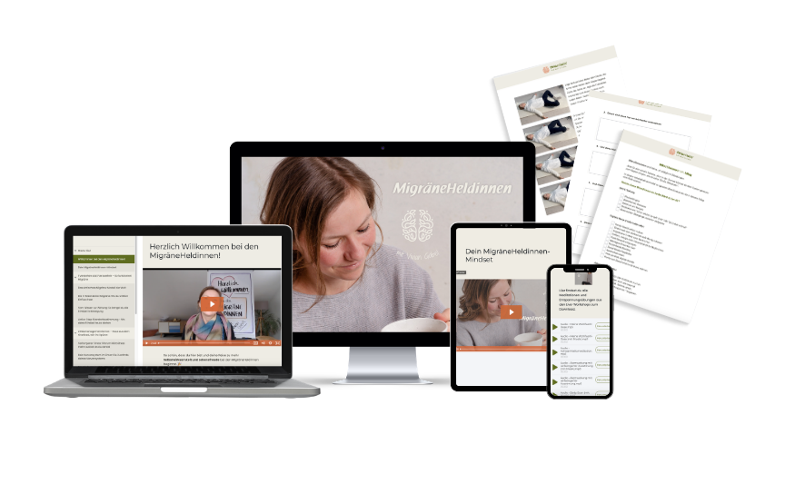 Mockup MigräneHeldinnen Mockup des Online-Programms MigräneHeldinnen